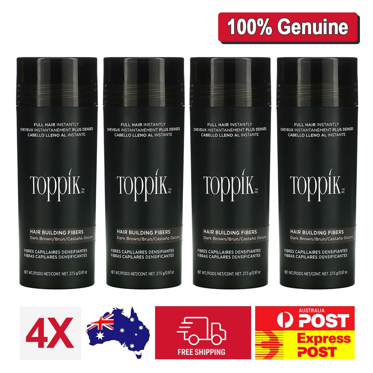4X Toppik Hair Loss Building Fibers Alopecia Keratin Thicker Concealer Line AU More Color